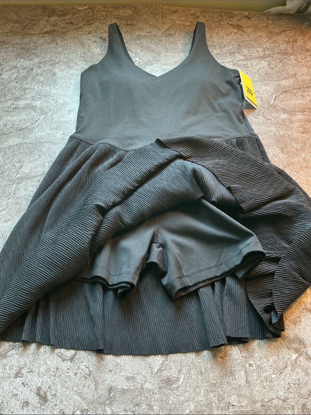 All in Motion Black V-Neck Padded bust shorts dress jumpsuit New - Picture 2 of 5